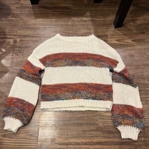 Kismet Cream and Red Crew Neck Sweater